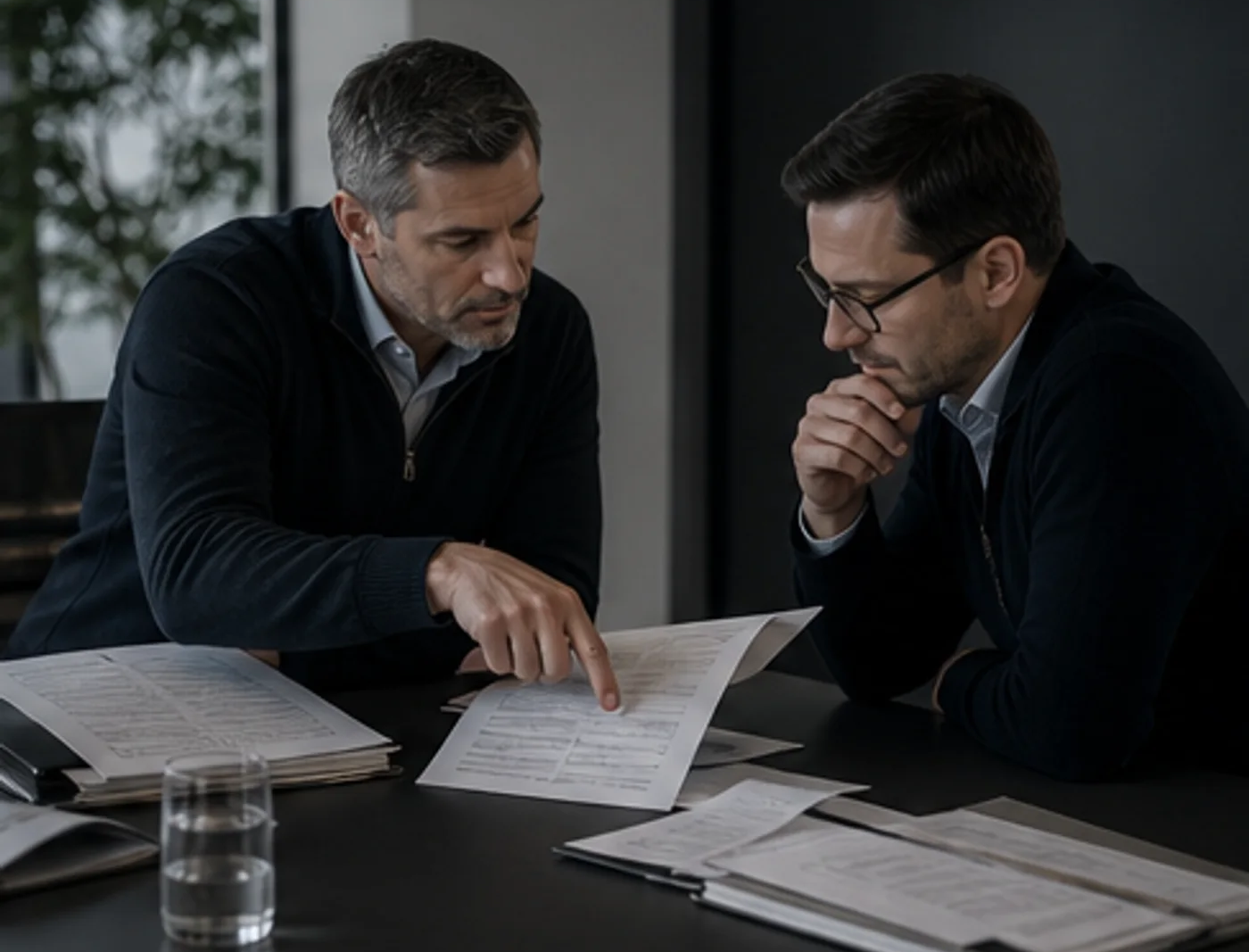 Vedoucí prověření prochází s klientem risk memo a varovné signály.