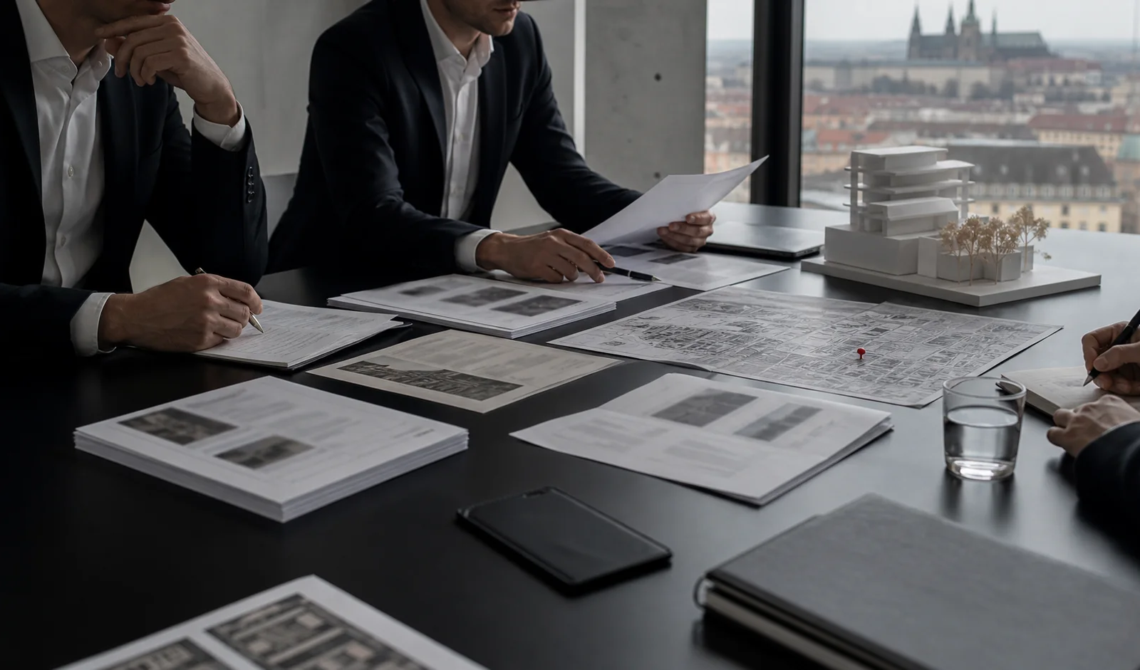 Investor a poradce procházejí zprávu; čísla bez kontextu nestačí pro rozhodnutí.