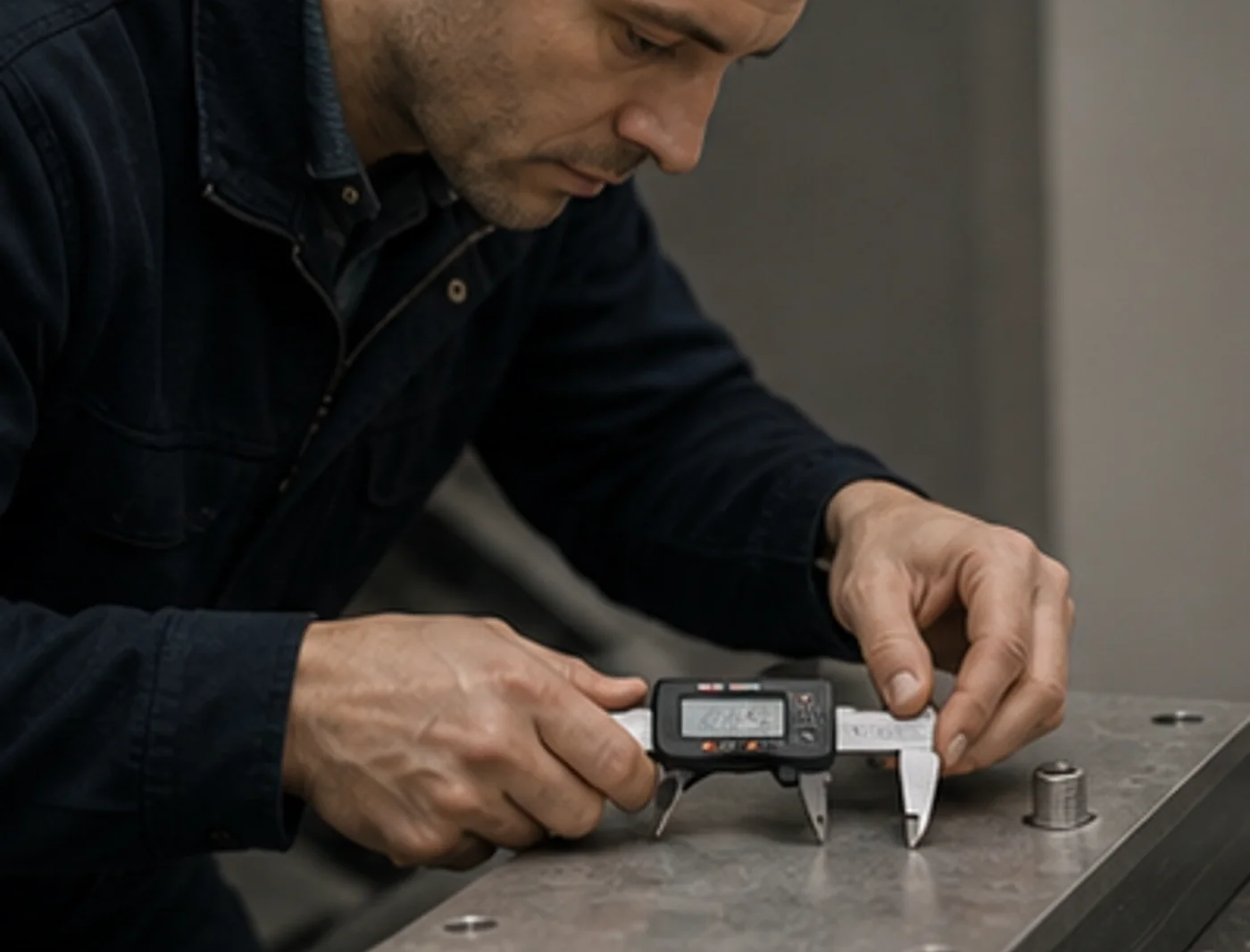 Technik měří odolnost prvku a zapisuje hodnotu — parametry se měří, neslibují.